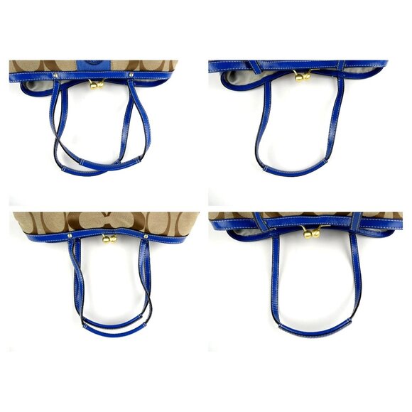 Coach Signature Khaki Blue Shoulder Bag 19190 - Picture 14 of 16